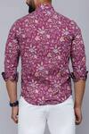 Shop_Aryavir Malhotra_Purple Cotton Floral Print Collared Shirt _at_Aza_Fashions