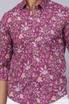 Aryavir Malhotra_Purple Cotton Floral Print Collared Shirt _at_Aza_Fashions