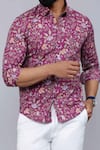 Buy_Aryavir Malhotra_Purple Cotton Floral Print Collared Shirt 