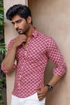 Buy_Aryavir Malhotra_Pink Cotton Floral Print Shirt _at_Aza_Fashions