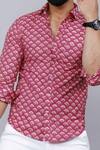 Aryavir Malhotra_Pink Cotton Floral Print Shirt _at_Aza_Fashions