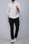 Buy_Aryavir Malhotra_White Cotton Bird Print Collared Shirt _Online_at_Aza_Fashions