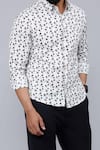 Shop_Aryavir Malhotra_White Cotton Bird Print Collared Shirt _Online_at_Aza_Fashions