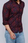 Shop_Aryavir Malhotra_Black Cotton Floral Print Shirt _Online_at_Aza_Fashions