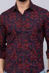 Buy_Aryavir Malhotra_Black Cotton Floral Print Shirt 