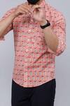 Shop_Arihant Rai Sinha_Peach Cotton Lotus Print Collared Shirt _Online_at_Aza_Fashions