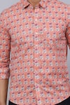 Buy_Arihant Rai Sinha_Peach Cotton Lotus Print Collared Shirt 