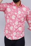 Arihant Rai Sinha_Pink Cotton Floral Vine Print Collared Shirt _at_Aza_Fashions