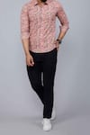 Buy_Arihant Rai Sinha_Peach Cotton Embroidery Floral Vine Print Shirt _Online_at_Aza_Fashions