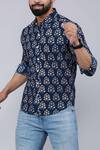 Buy_Arihant Rai Sinha_Blue Cotton Floral Print Collared Shirt _Online_at_Aza_Fashions