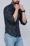 Arihant Rai Sinha_Blue Cotton Abstract Print Shirt _Online_at_Aza_Fashions