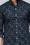 Buy_Arihant Rai Sinha_Blue Cotton Abstract Print Shirt 
