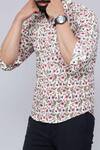 Arihant Rai Sinha_White Cotton Floral Vine Print Shirt _at_Aza_Fashions