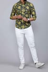 Arihant Rai Sinha_Green Cotton Floral Print Collared Shirt _Online_at_Aza_Fashions