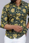 Shop_Arihant Rai Sinha_Green Cotton Floral Print Collared Shirt _Online_at_Aza_Fashions