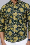 Shop_Arihant Rai Sinha_Green Cotton Floral Print Collared Shirt 