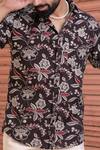 Arihant Rai Sinha_Black Cotton Floral Vine Print Collared Shirt _Online_at_Aza_Fashions
