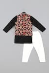 Shop_Little Brats_Black Cotton, Silk Embroidery, Zari Floral Zardozi Bundi Kurta Set _at_Aza_Fashions