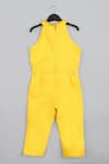 Shop_Little Brats_Yellow Silk Beads, Embroidery Cheetah Threadwork Embellished Jumpsuit _at_Aza_Fashions