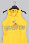 Little Brats_Yellow Silk Beads, Embroidery Cheetah Threadwork Embellished Jumpsuit _Online_at_Aza_Fashions