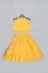 Shop_Little Brats_Yellow Silk, Cotton Beads, Cheetah Threadwork Embellished Blouse With Lehenga _at_Aza_Fashions
