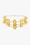 Shop_Joules By Radhika_Gold Plated Sculptural Floral Choker _at_Aza_Fashions