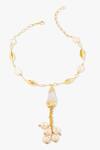 Shop_Joules By Radhika_Gold Plated Sirena Necklace With Baroque Pearls _at_Aza_Fashions