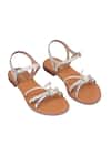 Buy_Nine By Janine_Beige Burch And Silver Leather Flats _Online_at_Aza_Fashions