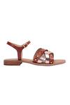 Nine By Janine_Burgundy Studs Bric And Rose Gold Designer Flats _Online_at_Aza_Fashions