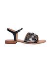 Nine By Janine_Black Leather Rivet Strap Flats _Online_at_Aza_Fashions