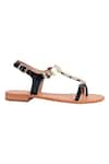 Nine By Janine_Black Chains And Gold Ornament Flats _Online_at_Aza_Fashions