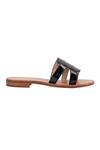 Nine By Janine_Black Croco Embossed Slide Sandals _Online_at_Aza_Fashions
