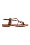 Nine By Janine_Tan Leather Strappy Flats _Online_at_Aza_Fashions