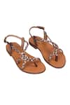 Buy_Nine By Janine_Tan Leather Strappy Flats _Online_at_Aza_Fashions