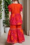 Shop Petite Pomme Orange Cotton Embroidery Jaipuri Print Top And Sharara Set at Aza Fashions Shop_Petite Pomme_Orange Cotton Embroidery Jaipuri Print Top And Sharara Set_at_Aza_Fashions