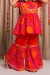 Petite Pomme Orange Cotton Embroidery Jaipuri Print Top And Sharara Set at Aza Fashions Petite Pomme_Orange Cotton Embroidery Jaipuri Print Top And Sharara Set_at_Aza_Fashions