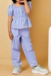 Petite Pomme_Blue Cotton Lace Striped Crop Top And Pant Set _Online_at_Aza_Fashions
