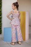 Shop_Samyukta Singhania_White Floral Printed Top And Pant Set For Girls _at_Aza_Fashions