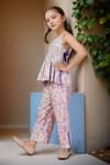 Samyukta Singhania_White Floral Printed Top And Pant Set For Girls _Online_at_Aza_Fashions