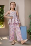 Buy_Samyukta Singhania_White Floral Printed Top And Pant Set For Girls _at_Aza_Fashions