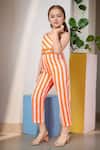 Petite Pomme Orange Cotton Embroidery Peach Striped Sleeveless V-neck Jumpsuit Online at Aza Fashions Petite Pomme_Orange Cotton Embroidery Peach Striped Sleeveless V-neck Jumpsuit _Online_at_Aza_Fashions