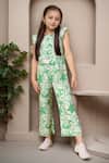 Buy_Petite Pomme_Green Rayon Tassels Floral Smocked Frilled Sleeveless Jumpsuit _at_Aza_Fashions