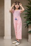 Petite Pomme_Pink Rayon Bows Floral Smocking Jumpsuit With _Online_at_Aza_Fashions