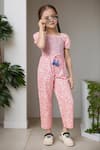 Buy_Petite Pomme_Pink Rayon Bows Floral Smocking Jumpsuit With _at_Aza_Fashions