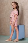 Buy_Petite Pomme_Peach Cotton Floral Top And Shorts Set _Online_at_Aza_Fashions