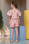 Shop_Petite Pomme_Peach Cotton Floral Top And Shorts Set _at_Aza_Fashions