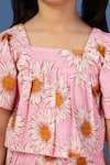 Shop_Petite Pomme_Peach Cotton Floral Top And Shorts Set _Online_at_Aza_Fashions