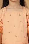 Petite Pomme_Orange Cotton Mirrors Mettal Detailing Top-skirt Set _Online_at_Aza_Fashions