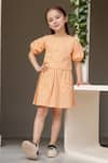 Buy_Petite Pomme_Orange Cotton Mirrors Mettal Detailing Top-skirt Set _at_Aza_Fashions