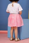 Shop_Petite Pomme_White Cotton, Polyester, Net Sequins Pink Gingham Skirt And Love Print Top Set _at_Aza_Fashions